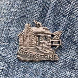 RETIRED— James Avery Silver Greystone Cabin Charm Pendant